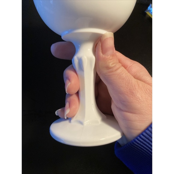 Vintage Milk Glass Pedestal Compote Bowl Scalloped Edge Candy Dish 7" Goblet - Picture 6 of 8